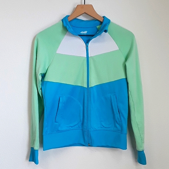 Avia - XL - Blue and Green Zip up Sweatshirt - Picture 1 of 7